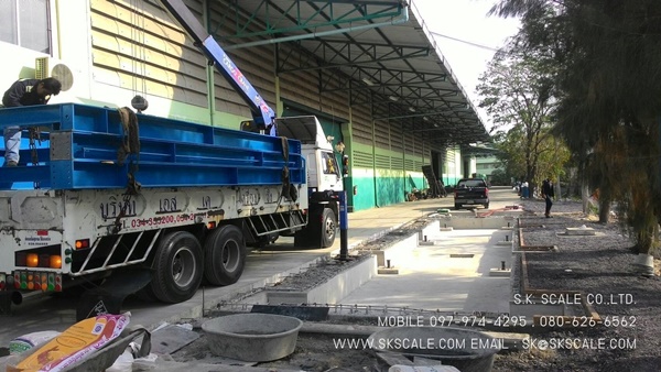 ติดตั้งเครื่องชั่งรถบรรทุกแบบแท่นบ่อเสมอพื้น ขนาด 3x18 เมตร